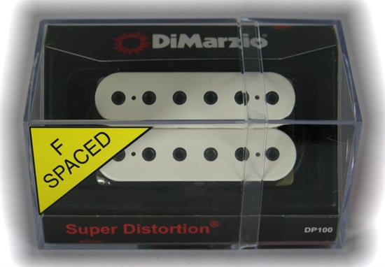 DiMarzio DP100F Super Distortion Humbucker, F-Spaced, White/Black Poles