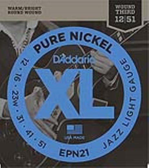 D'Addario EPN21 XL Pure Nickel, Jazz Light, 12-52