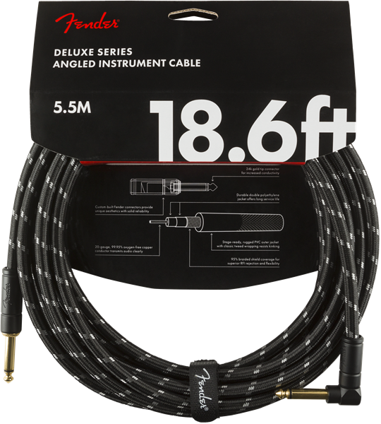 Fender Deluxe Cable 5.7m Black Tweed Angled