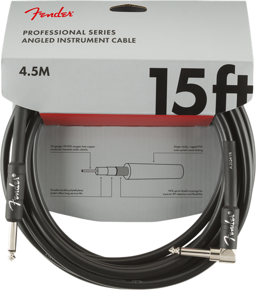 Fender Professional Cable Angled 4.5m Black