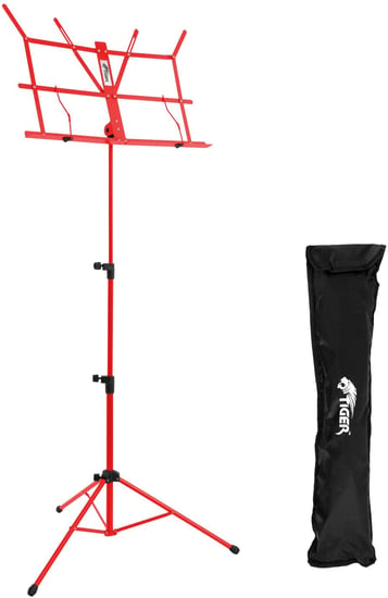Tiger MUS56 Easy Folding Music Stand with Bag, Red