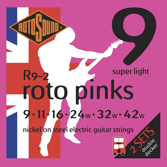 Rotosound R9-2 Roto Pinks Electric, Super Light, 9-42, 2 Pack