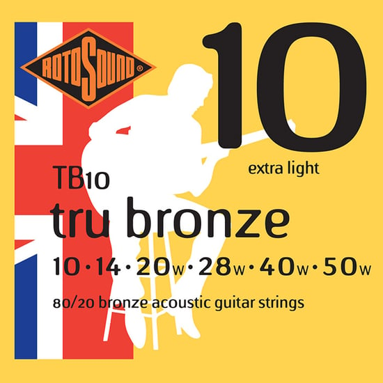 Rotosound TB10 Tru Bronze Acoustic, Extra Light, 10-50