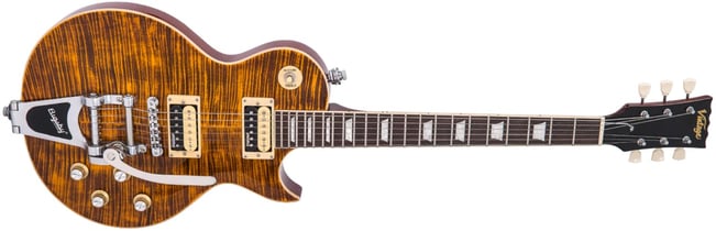 Vintage V100 Reissued, With Bigsby, Flamed Amber