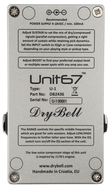 DryBell Unit67 EQ 1176 Style Compressor Pedal