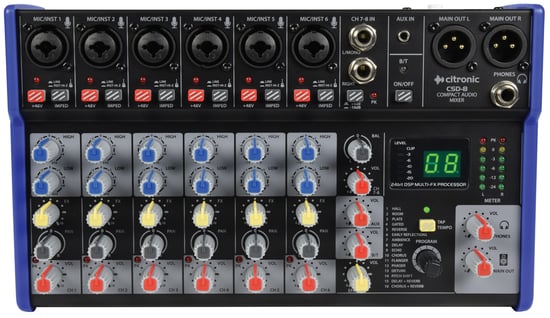 Citronic CSD-8 Compact Mixer with BT receiver and DSP Effects