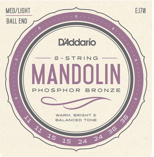 D'Addario EJ70 Phosphor Bronze Mandolin, Medium Light, 11-38