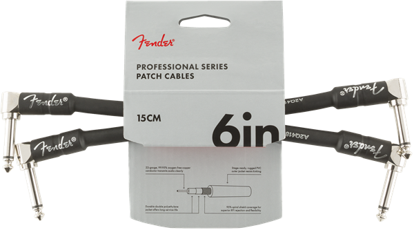 Fender Professional Patch Cable 6in Black 2 Pack