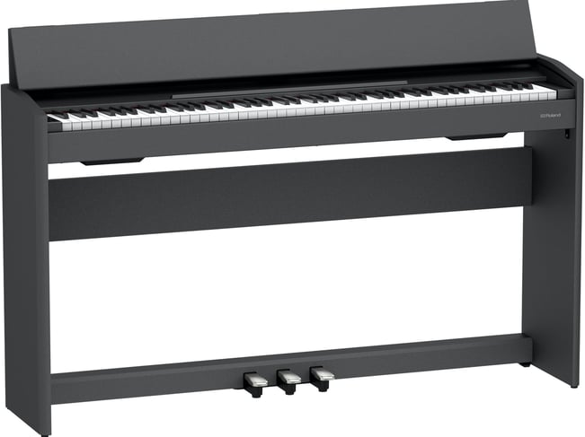 Roland F107 Digital Piano, Black Open Lid Angle