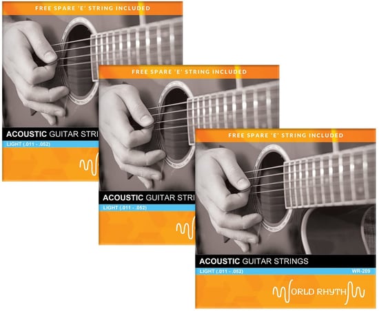 Tiger WR-209 Acoustic Guitar Strings, Light, 11-52, 3 Pack