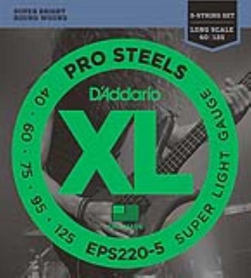 D'Addario EPS220-5 Pro Steels Bass, 5-String, Long Scale, Super Light, 40-125