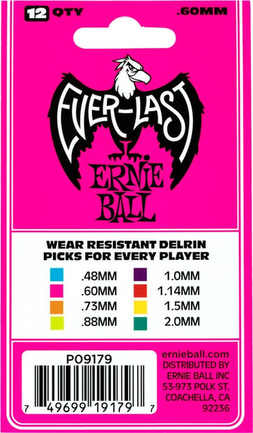Ernie Ball Everlast .60mm Pink 12 Pack Back