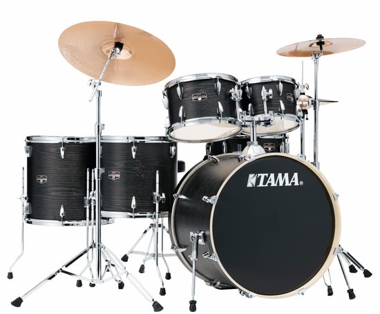 Tama IE62H6W Imperialstar 6pc Shell Pack with Hardware, Black Oak Wrap