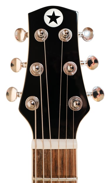 Carry-On Travel Guitar, Black - Headstock