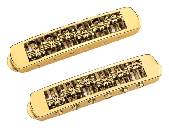 Schaller 12080501 STM Tune-O-Matic Roller Bridge, Reverse Screw, Gold