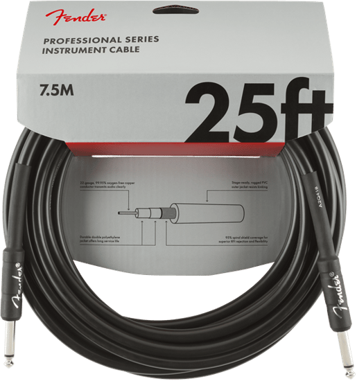 Fender Professional Instrument Cable, 7.6m/25ft, Black