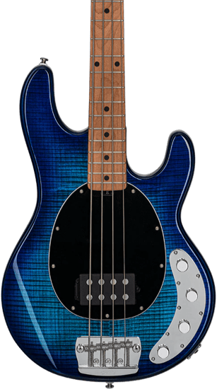 Sterling RAY34FM StingRay Bass, Flame Maple Neptune Blue