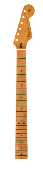 Fender Satin Roasted Maple Stratocaster Neck, 22 Jumbo Frets, 12in, Maple, Flat Oval Shape