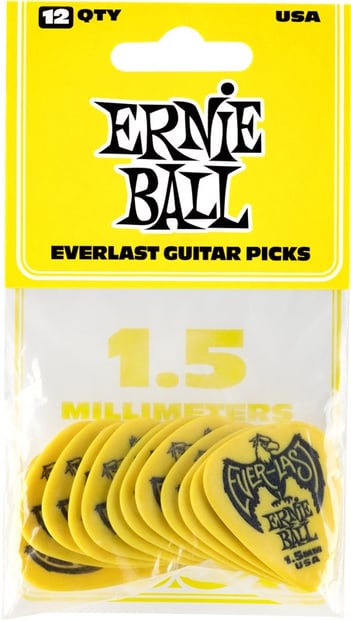 Ernie Ball Everlast 1.5mm Yellow 12 Pack Front