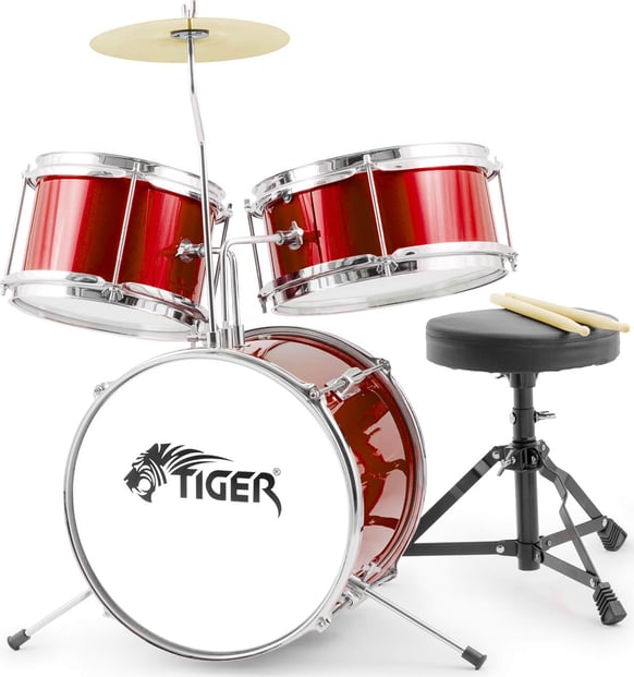 Tiger 3-Piece Junior Drum Kit Red 1