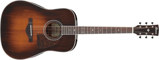 Ibanez AVD10E Artwood Vintage Thermo Aged Dreadnought Electro Acoustic, Brown Violin Sunburst