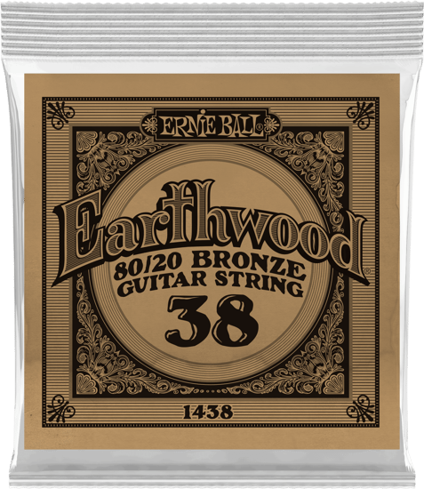 Ernie Ball 1438 Earthwood 80/20 Bronze Acoustic Single String, 38