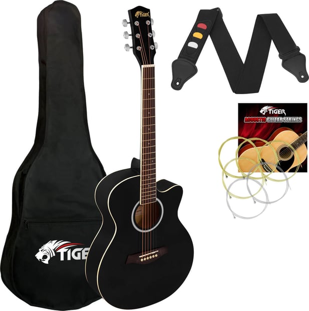 Tiger ACG1 Acoustic Guitar 3/4 Size Black 1