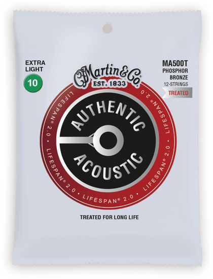 Martin MA500T Authentic Acoustic LifeSpan 2 Phosphor Bronze, 12 String, Extra Light, 10-47