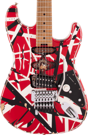 EVH Striped Series Frankie, Maple Fingerboard, Red/White/Black Relic