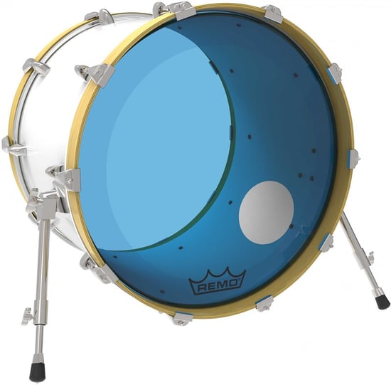 Remo Powerstroke 3 Colortone Blue Bass Drum Head, 24in Ported 
