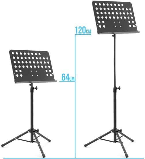 Tiger MUS7-BG, Orchestral Sheet Music Stand and Bag Pack, Heavy Duty All Metal Construction, Black