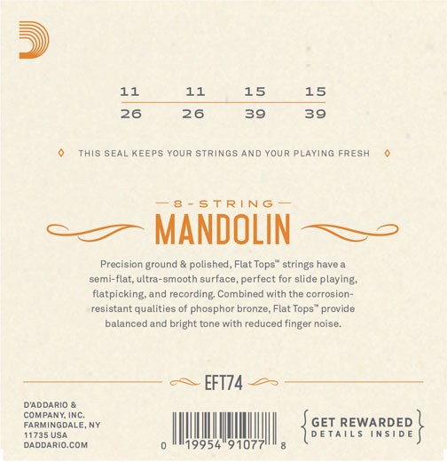 DAddario EFT74 Flat Top Mandolin Strings Details 1