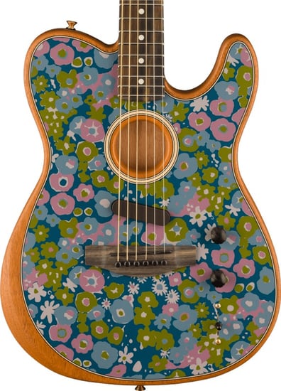 Fender FSR American Acoustasonic Telecaster Acoustic/Electric Guitar, Blue Flower