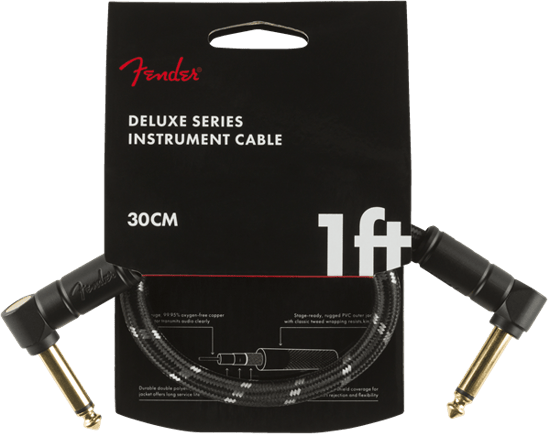 Fender Deluxe Instrument Patch Cable, 30cm/1ft, Black Tweed