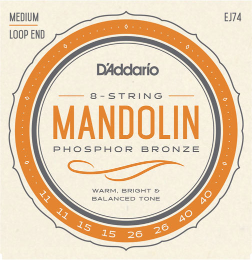 D'Addario EJ74 Phosphor Bronze 8 String Mandolin, Medium, 11-40