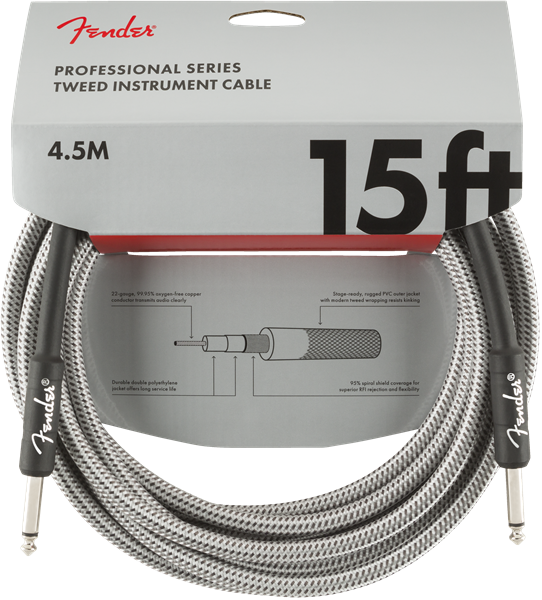 Fender Professional Cable 4.5m/15ft White Tweed
