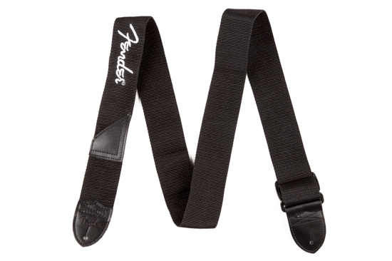 Fender Poly Strap, 2in, Black with White Fender Logo