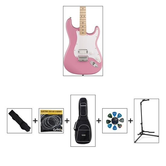 Squier Sonic Stratocaster HT H, Flash Pink W/ Gig Bag & Accessory Bundle