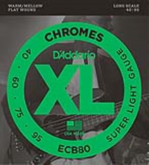 D'Addario ECB80 Chromes Flat Wound Bass, Long Scale, Light, 40-95