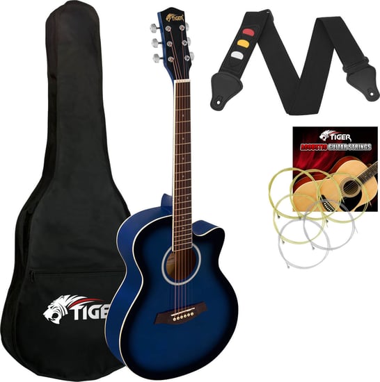 Tiger ACG1 Acoustic Guitar for Beginners, 3/4 Size, Blue