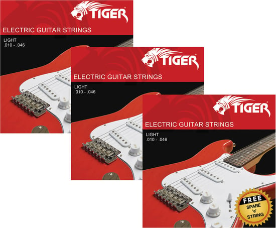 Tiger EGS-3-L Electric Guitar Strings Light 10-46, 3 Pack