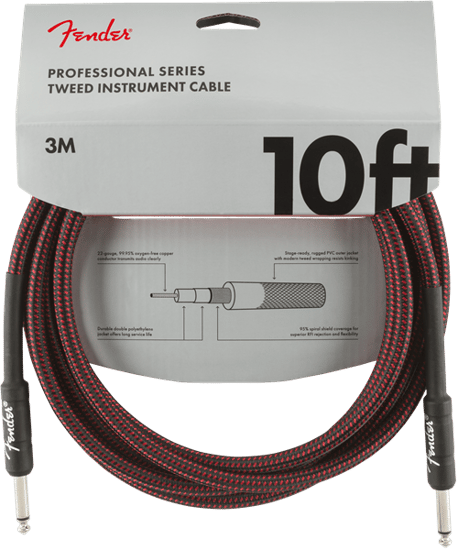 Fender Professional Instrument Cable, 3m/10ft, Red Tweed