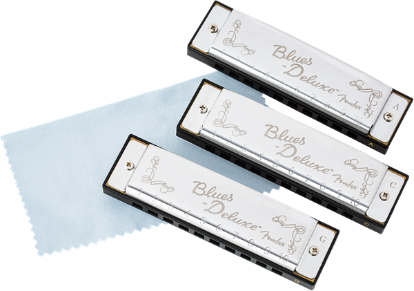 Fender Blues Deluxe Harmonica Pack of 3 with Case