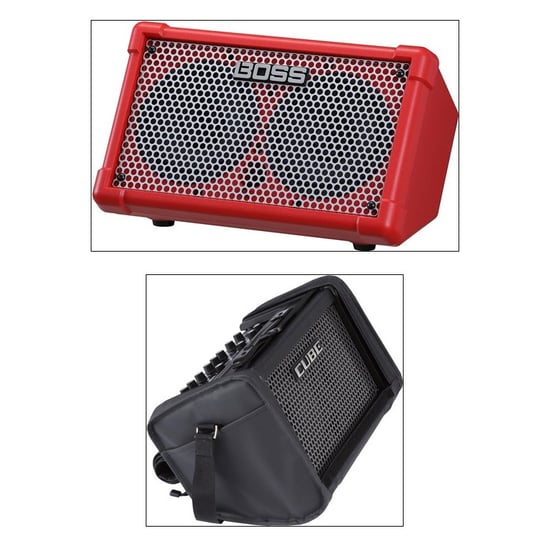 Boss CUBE-ST2-R Cube Street II Battery-Powered Amp, Red & Carry Bag Bundle